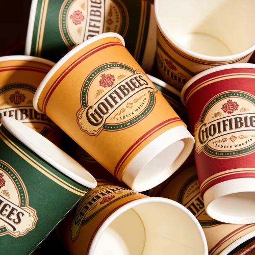 Wholesale Cafe Takeout 4-22oz Cups Custom Design logo Sizes Coffee Paper Cups