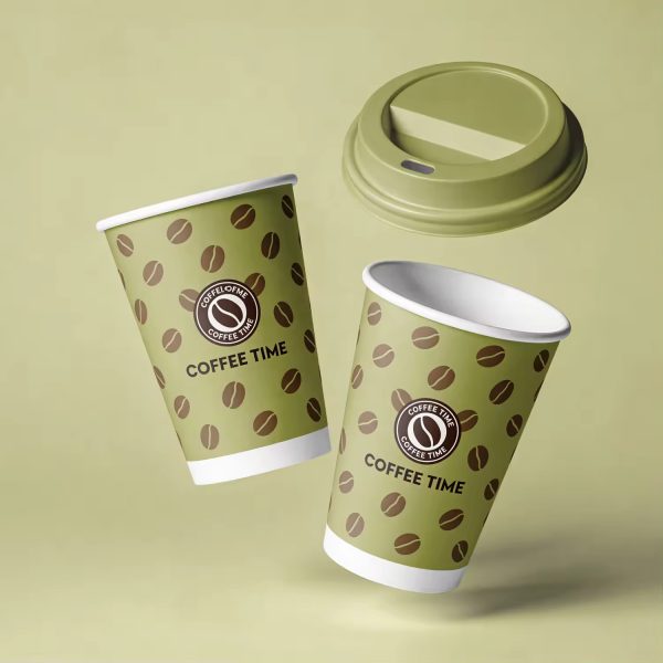 Custom Printed Takeaway Double Wall paper Cup 8oz 10oz 12oz 14oz 16oz with Lids