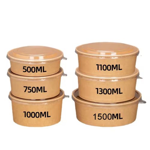 Wholesale Round Kraft Paper Disposable Food Grade Salad Bowls