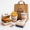 Custom print logo fast food sandwich fried chicken packaging paper burger box