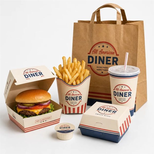 Custom print logo fast food sandwich fried chicken packaging paper burger box