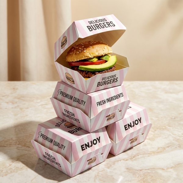 Biodegradable Takeaway Paper Packaging Customized Burger Box