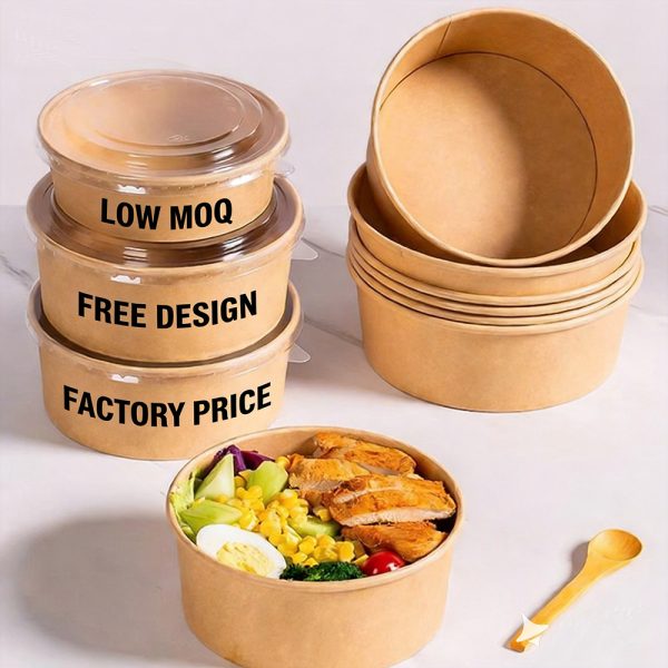 Factory Direct Supply Custom Print Takeout Food Lunch Salad Paper Bowls