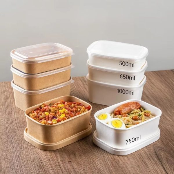 Custom Disposable Square Salad Kraft Paper Bowl for Food