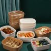 Customizable Disposable Rectangular Kraft Paper Bowls Lunch Box for Fast Food