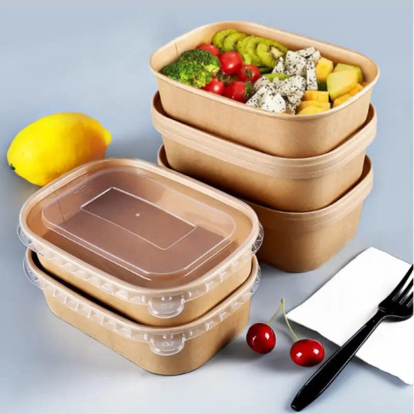 Customized Disposable Rectangular Paper Bowls for Restaurant Food Takeaway