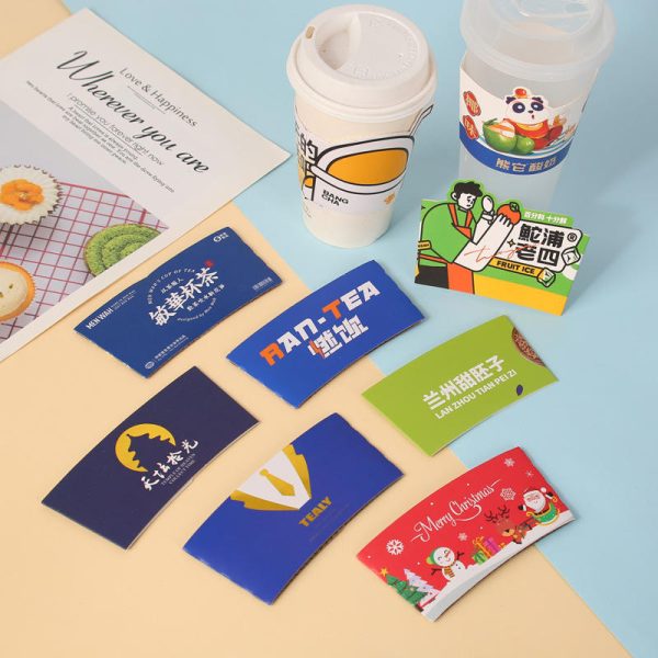 Custom Printed Hot Cold Drinks Coffee Tea Beverage Cardboard Cup Sleeves
