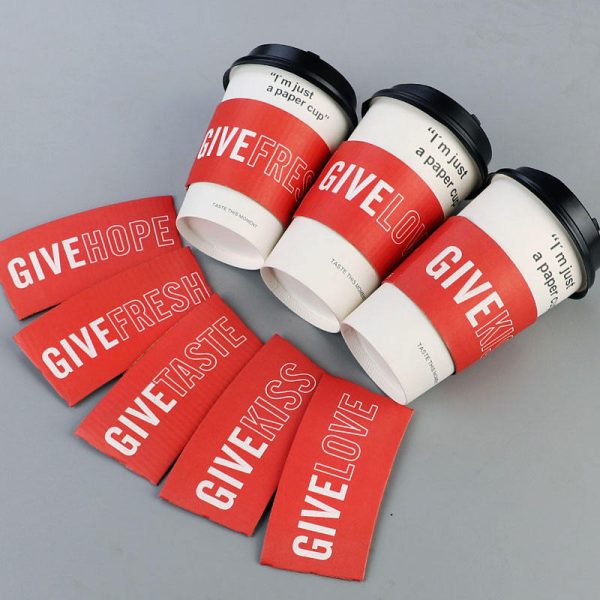 Corrugated Hot Cup Sleeves Kraft Disposable Protective Paper Sleeves