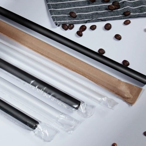 Eco-Friendly Transparent and Black Wide Plastic Beverage Straws for Bubble Tea