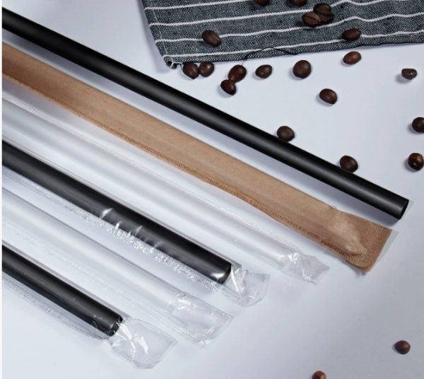 Eco-Friendly Transparent and Black Wide Plastic Beverage Straws for Bubble Tea