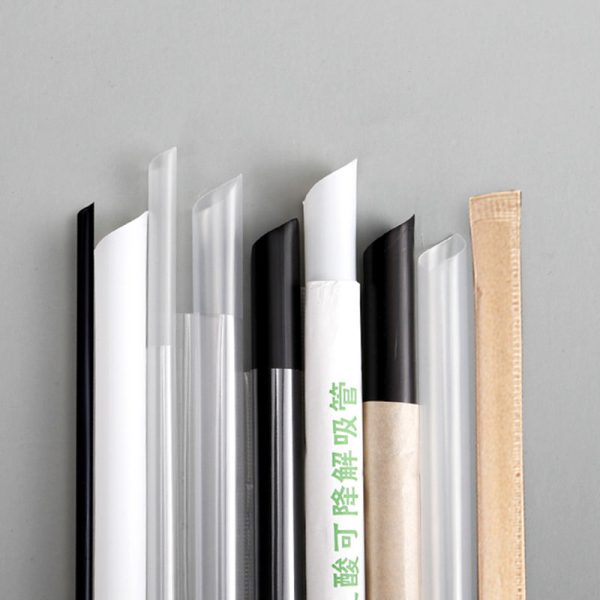 Individually Packaging 190mm 230mm PLA PP Plastic Bubble Tea Drinking Straws