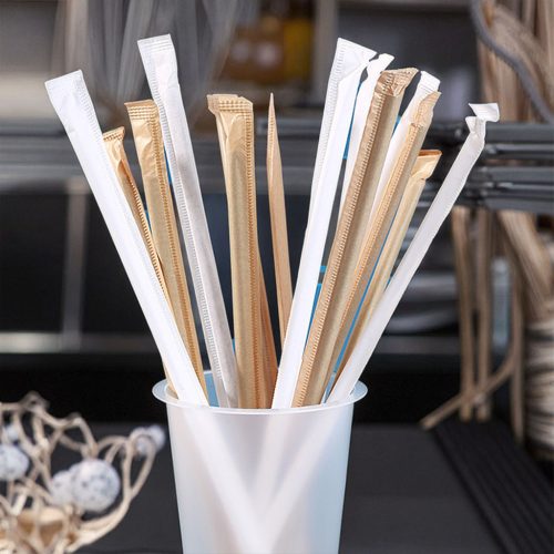 Individually Wrapped PP Plastic Disposable Drinking Straws for Beverages Bubble Tea