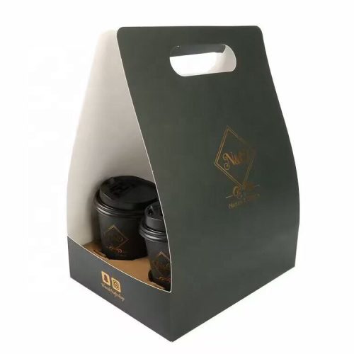 Disposable Packaging Take Away Coffee Paper Cup Carrier Holder Tray With Handles