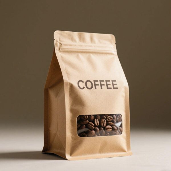 Custom Printed Matte 250g 500g 1kg Kraft Paper Recyclable Coffee Packaging Bag with Window