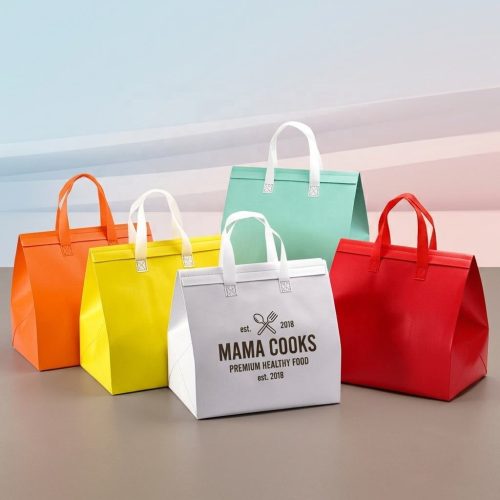 Wholesale Custom Logo Solid Color Insulated Takeaway Non Woven Cooler Bag