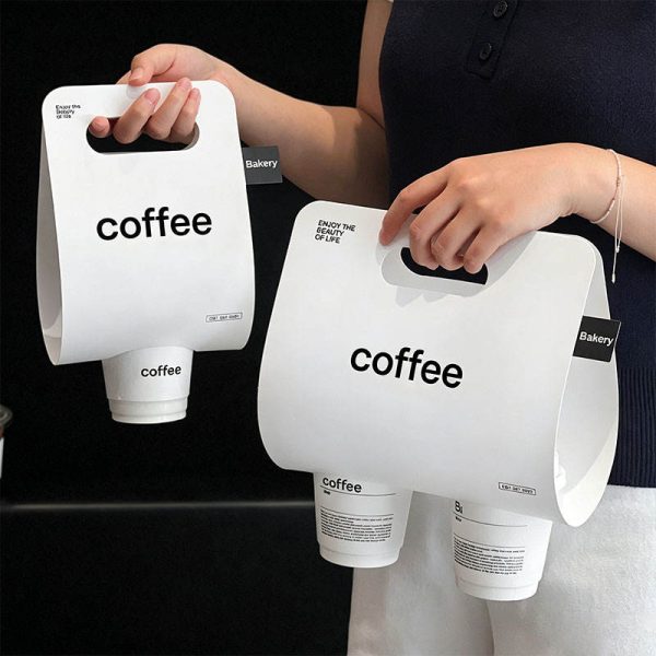 Custom Logo Takeaway Beverage Tea Coffee Milk Drink Holder Cup Carrier