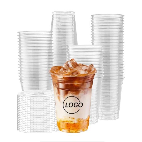 Clear Pet 98mm 12oz 16oz 20oz 24oz Custom logo Printed Cold Coffee Drinking Cups