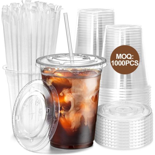 Custom Printed Logo Clear Ice Coffee Cup With Logo Juice Disposable Plastic Cups