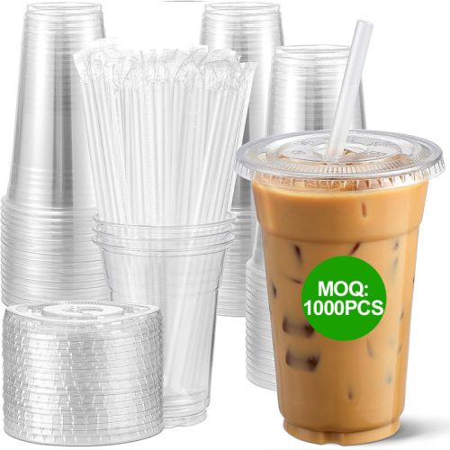 Custom Printed Logo Disposable Clear PET Cups for Cold Beverage Coffee