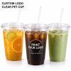 Disposable Flat Bottom PET Clear Cups with Lids for Coffee Shop Takeaway