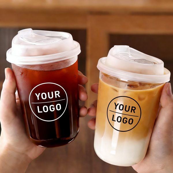 Nain-01 Logo Custom U shape Coffee Cups Disposable Clear Cold Drink Boba Tea PET Cups