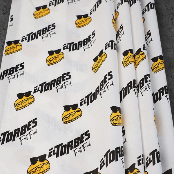 Nain-02 Greaseproof Coated Logo Printed Food Safe Sandwich Wrapping Paper Burger Packaging