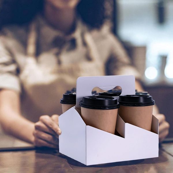 Nain-02 Manufacturer Custom Drink Carrier Handle Kraft Paper Coffee Cup Holder