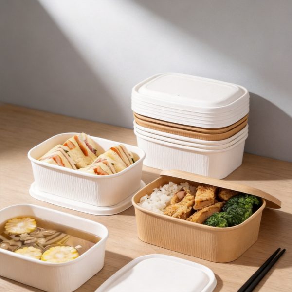 Custom Printed Takeaway Disposable Salad Meal Pasta Noodle Rectangle Bowl