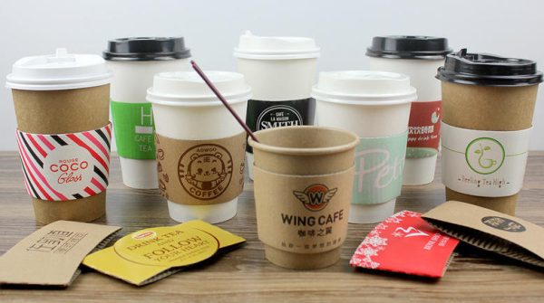 Disposable Coffee Cup Sleeves with Logo Color & Size Custom