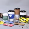 Custom Logo Heat Insulation Disposable Craft Paper Hot Coffee Cup Sleeves