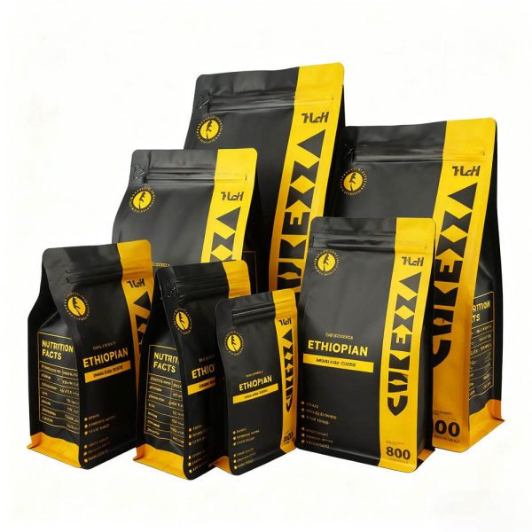 Custom Printed Coffee Bags With Valve Aluminium Foil Side Zipper Flat Bottom Bag