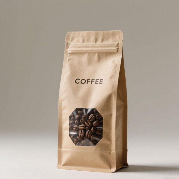 Custom Printed Matte 250g 500g 1kg Kraft Paper Recyclable Coffee Packaging Bag with Window