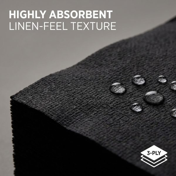 Luxury Custom Printed Black Paper Napkins 2 Ply 8 Fold Disposable Tissue