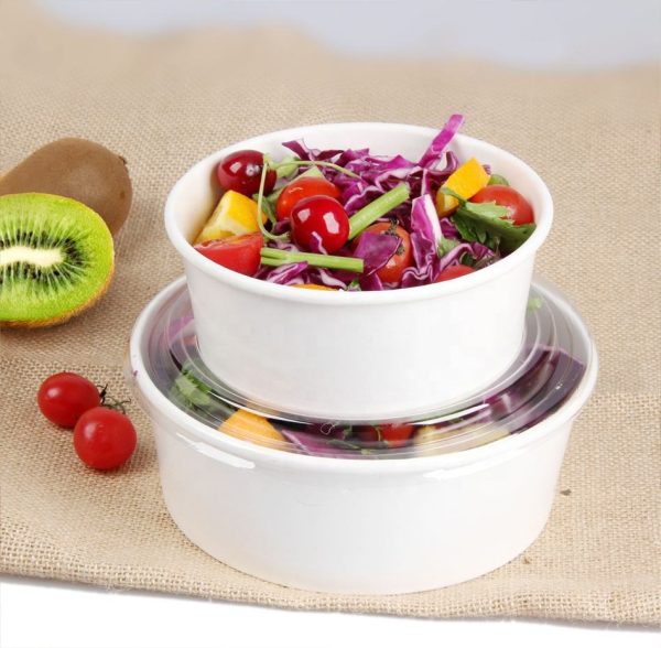 Custom Disposable Round Take Out Fast Food Salad Paper Bowls Soup Container