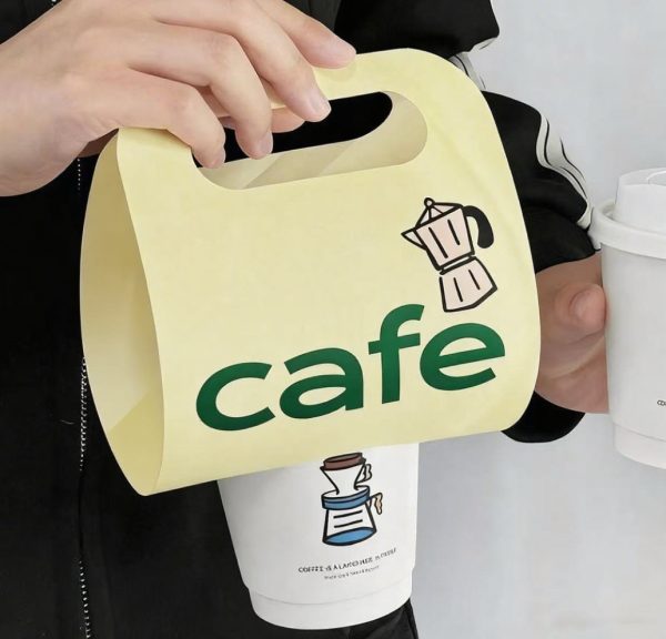 Custom Printed Logo Paper Cup Holder Carrier for 2_4 Hot Drink Coffee