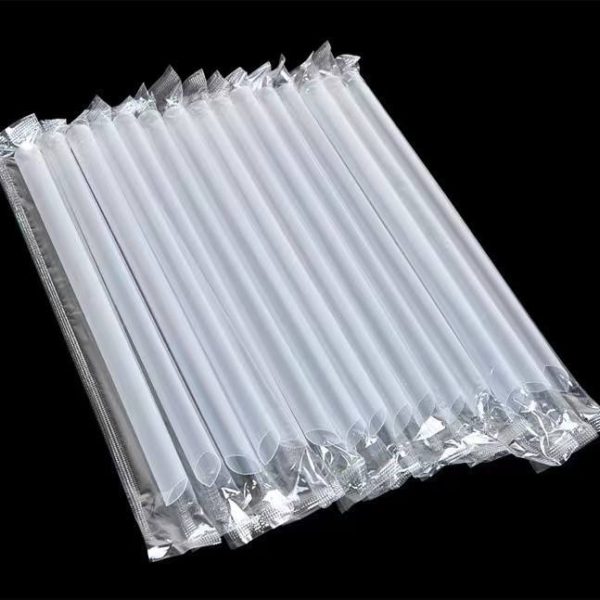 Eco-Friendly Transparent and Black Wide Plastic Beverage Straws for Bubble Tea
