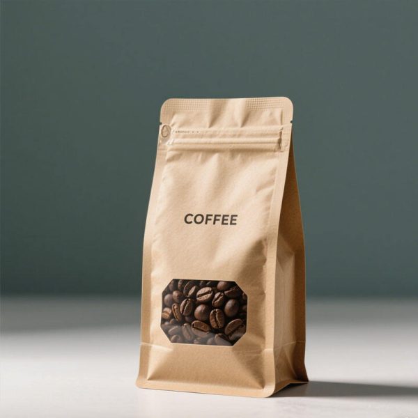 Custom Printed Matte 250g 500g 1kg Kraft Paper Recyclable Coffee Packaging Bag with Window