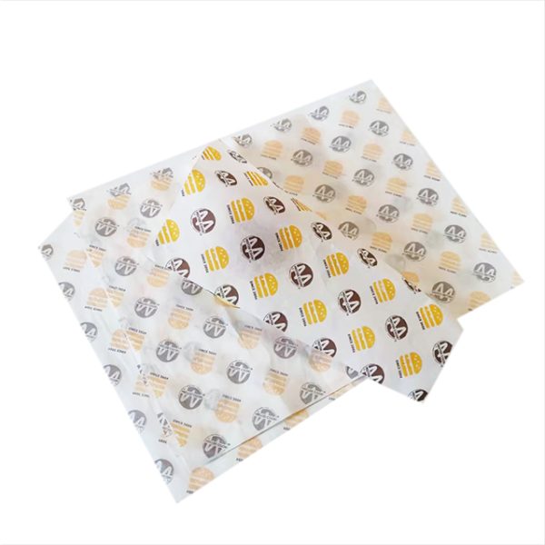 Eco Grease Proof Food Wrapper Burger Baking Paper Wrap with Custom Printing