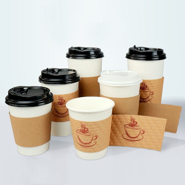 Custom Logo Corrugated Cardboard Kraft Coffee Cup Sleeves for Hot Cold Drinks