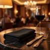Luxury Custom Printed Black Paper Napkins 2 Ply 8 Fold Disposable Tissue