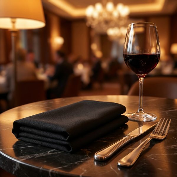 Luxury Custom Printed Black Paper Napkins 2 Ply 8 Fold Disposable Tissue
