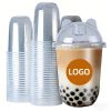 Custom Logo 12oz 14oz 16oz U-shaped PET PP Cups with Lids for Bubble Tea Iced Coffee