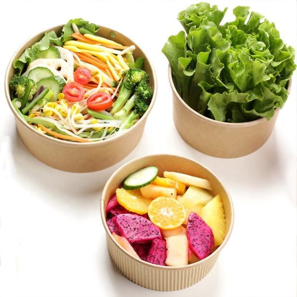 Custom Printing White Kraft Bowl Eco Friendly Disposable Salad Bowl