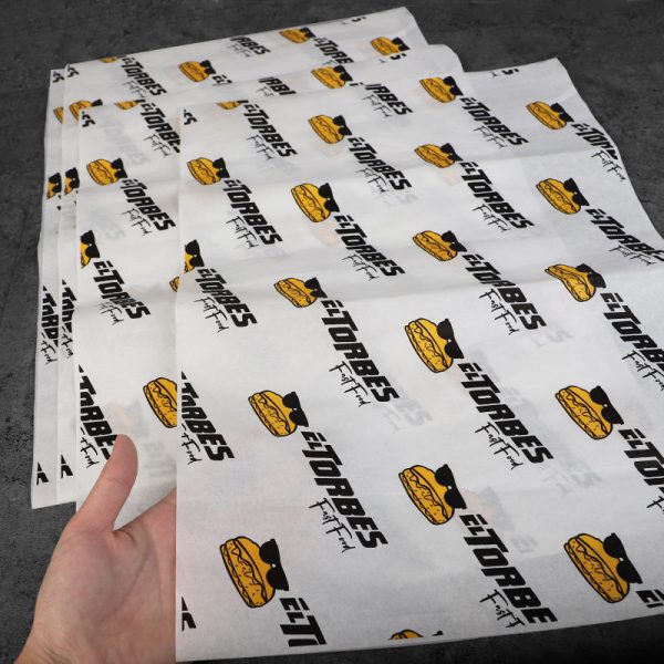 Nain-05 Greaseproof Coated Logo Printed Food Safe Sandwich Wrapping Paper Burger Packaging