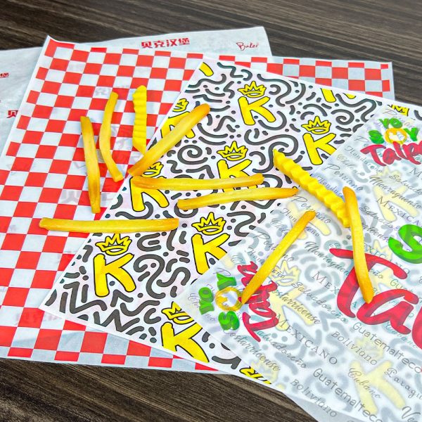 Custom Fast Food burger Packaging Paper Greaseproof Sandwich Waxed Paper