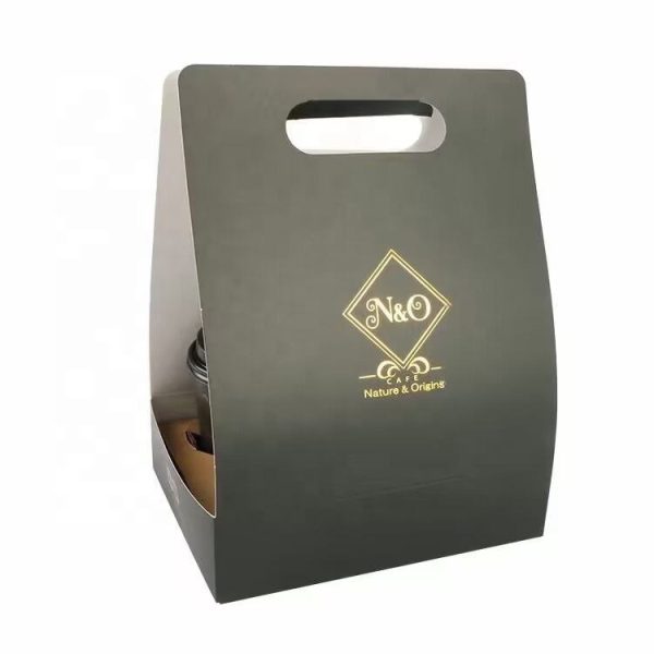 Disposable Packaging Take Away Coffee Paper Cup Carrier Holder Tray With Handles
