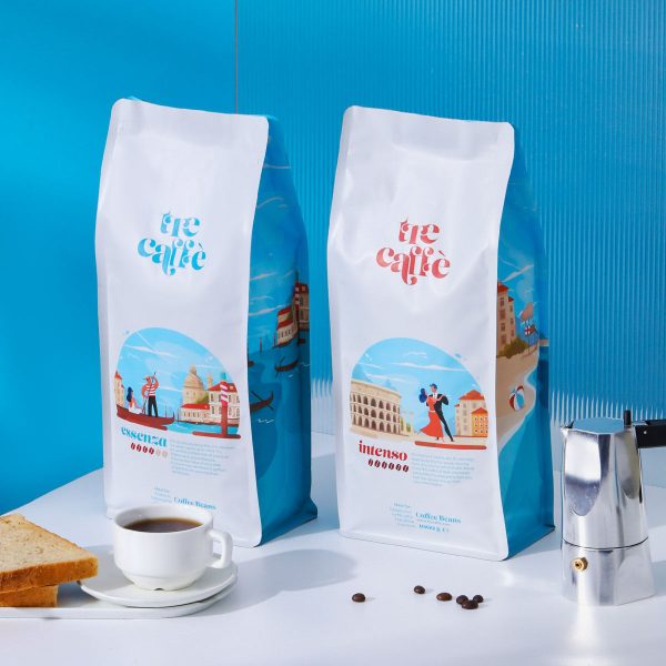 Custom Printed Flat Bottom Coffee Bag with Degassing Valve Pocket Zipper