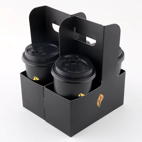 Manufacturer Custom Drink Carrier Handle Kraft Paper Coffee Cup Holder